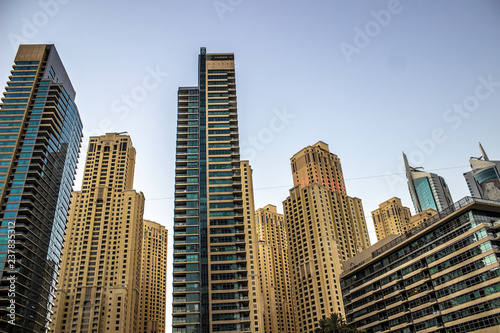 Modern Dubai architecture. Dubai Marina district. November 2018.
