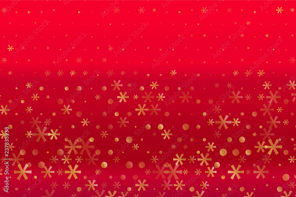 Winter pattern with Golden stars and snowflakes on red blurred background. Scalable vector graphic Winter pattern with Golden stars and snowflakes on red blurred background. Scalable vector graphic