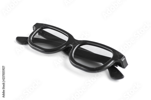 Black 3d glasses isolated on white background.