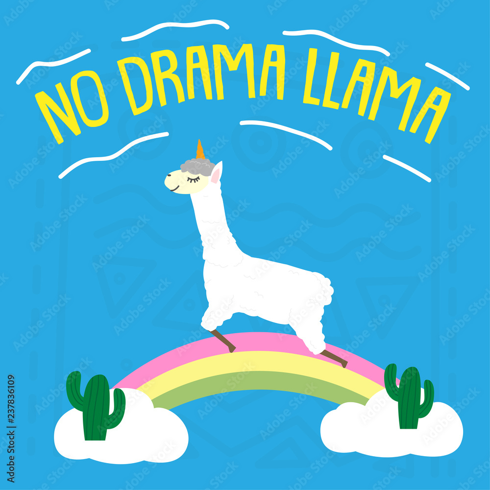 Fototapeta premium llama cute quote cartoon poster template background design with trendy style and unique concept vector eps 10