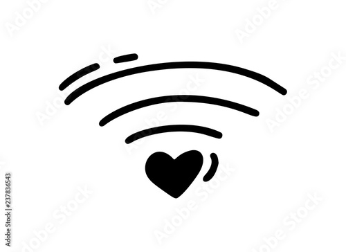 Vector monoline heart how wifi icon. Valentines Day Hand Drawn. Holiday sketch doodle Design plant element valentine. love decor for web, wedding and print. Isolated illustration