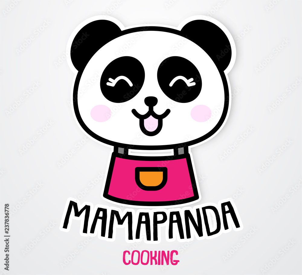 cute and funny mama panda sticker template with cartoon concept use for print and design element, vector eps 10 