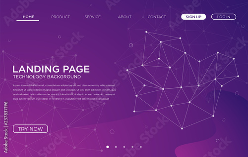 purple landing page website background template vector design with abstract style and futuristic user interface design vector eps 10