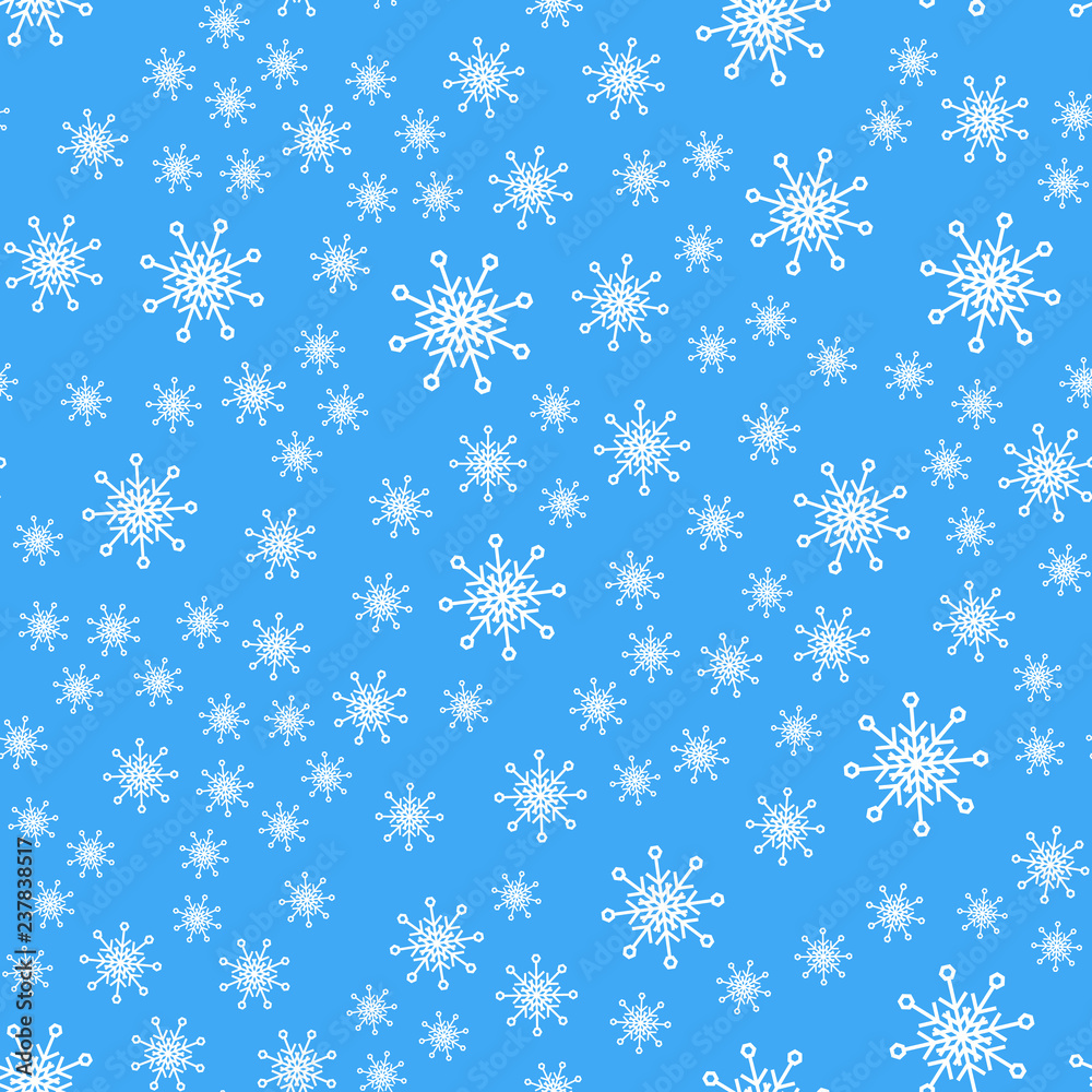 Seamless pattern. White snowflakes on a blue backgrounds. For packaging paper Seamless pattern. White snowflakes on a blue backgrounds. For packaging paper
