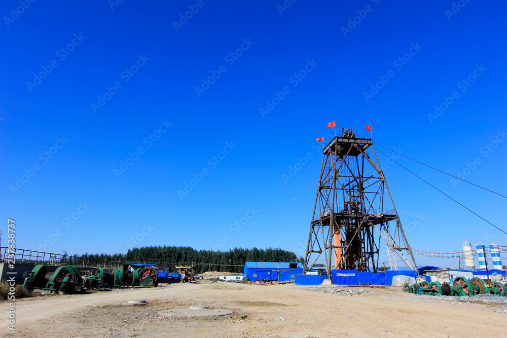 Drilling derrick in MaCheng iron mine, China Drilling derrick in MaCheng iron mine, China