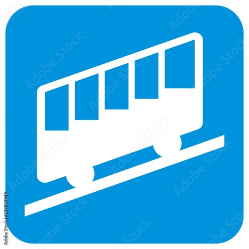 mountain railway, cabin, silhouette of cableway at blue frame