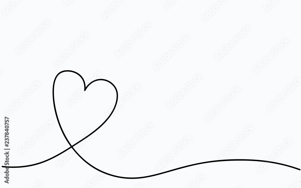 Valentines day card with love heart one line drawing. Vector illustration. Valentines day card with love heart one line drawing. Vector illustration.