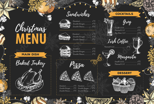 Restaurant Christmas holiday menu design