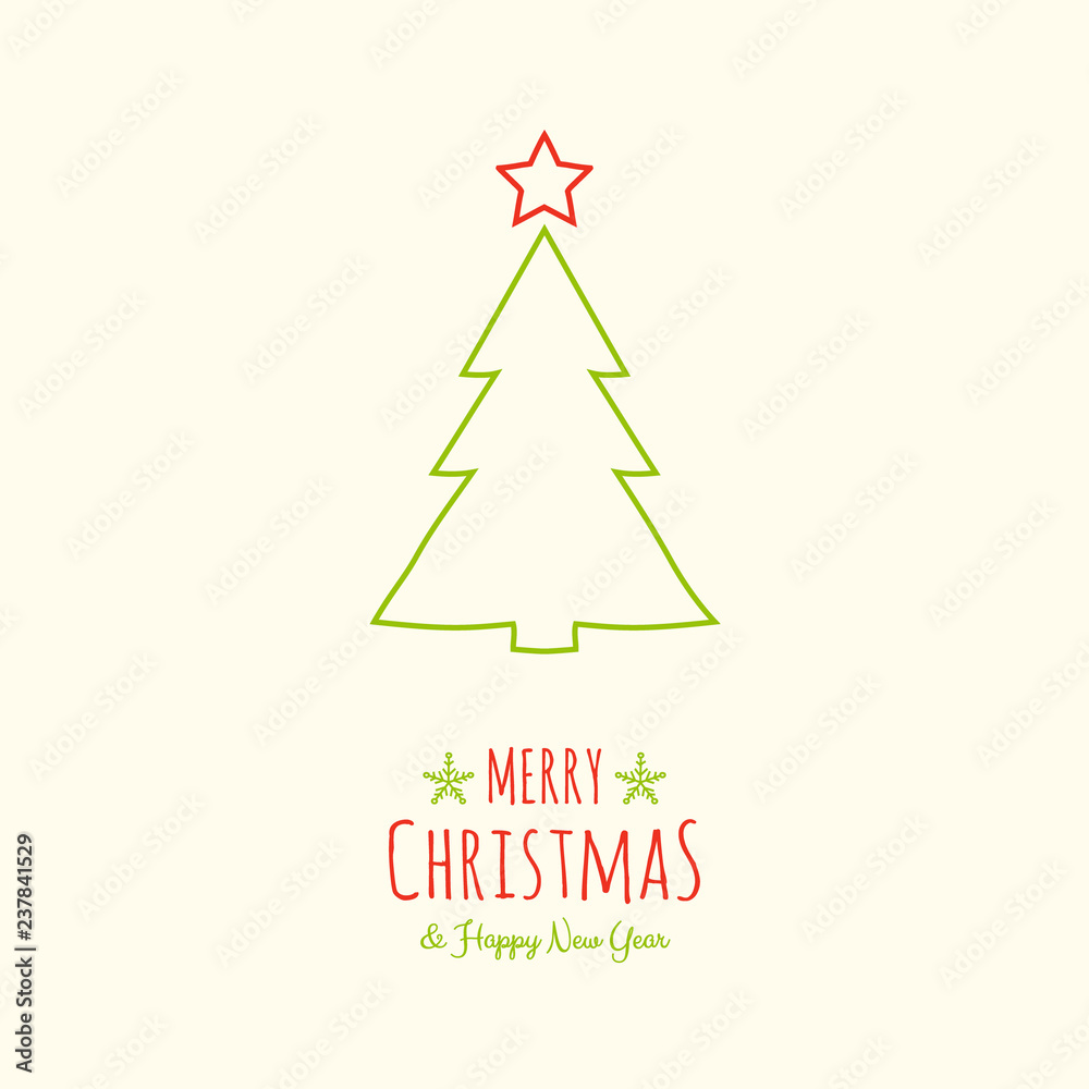Merry Christmas and Happy New Year - card with hand drawn tree. Vector. Merry Christmas and Happy New Year - card with hand drawn tree. Vector.