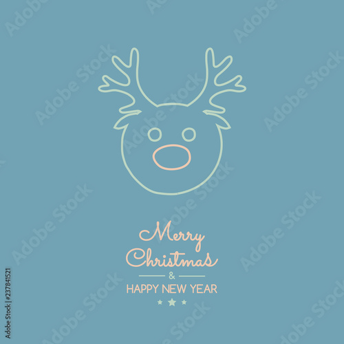 Christmas card in retro style with hand drawn reindeer. Vector. © Karolina Madej