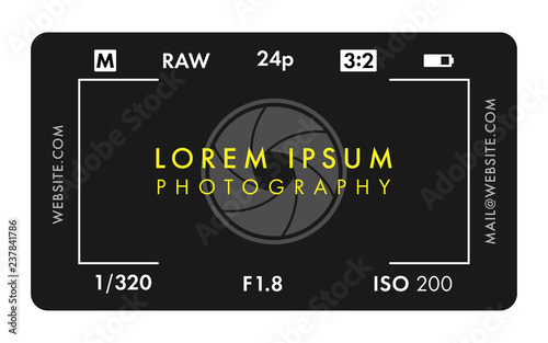 Photographer Business Card with Viewfinder Screen and Aperture