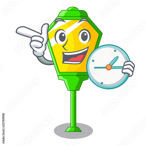 With clock lamp post in isolated on mascot