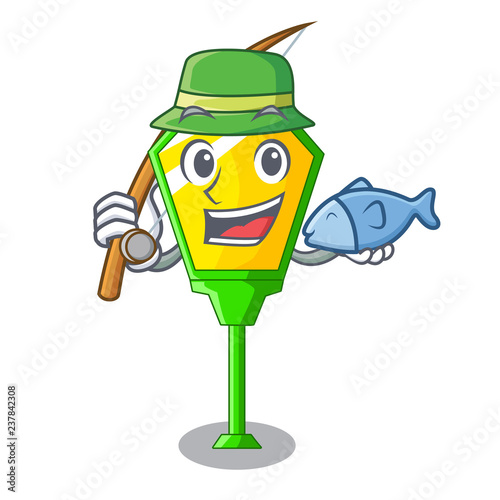 Fishing street lamp post in shape cartoon