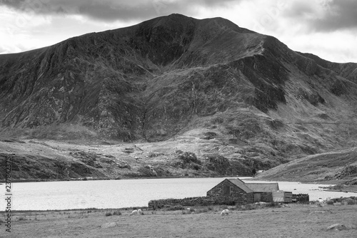 Stunning landscape image of countryside around Llyn Ogwen in Snowdonia during early Autumn photo