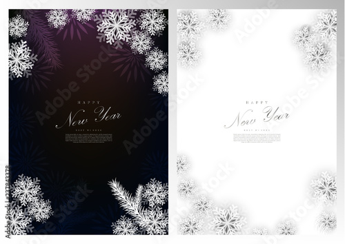 Happy new year winter decoration background card template vector