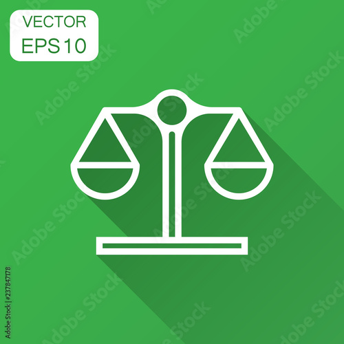 Scale comparison icon in flat style. Balance weight vector illustration with long shadow. Scale compare business concept. photo