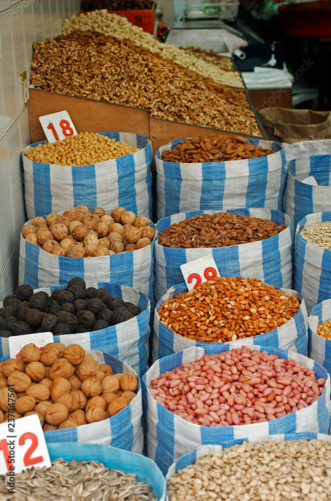 peanuts almonds and pistachio on display peanuts almonds and pistachio on display