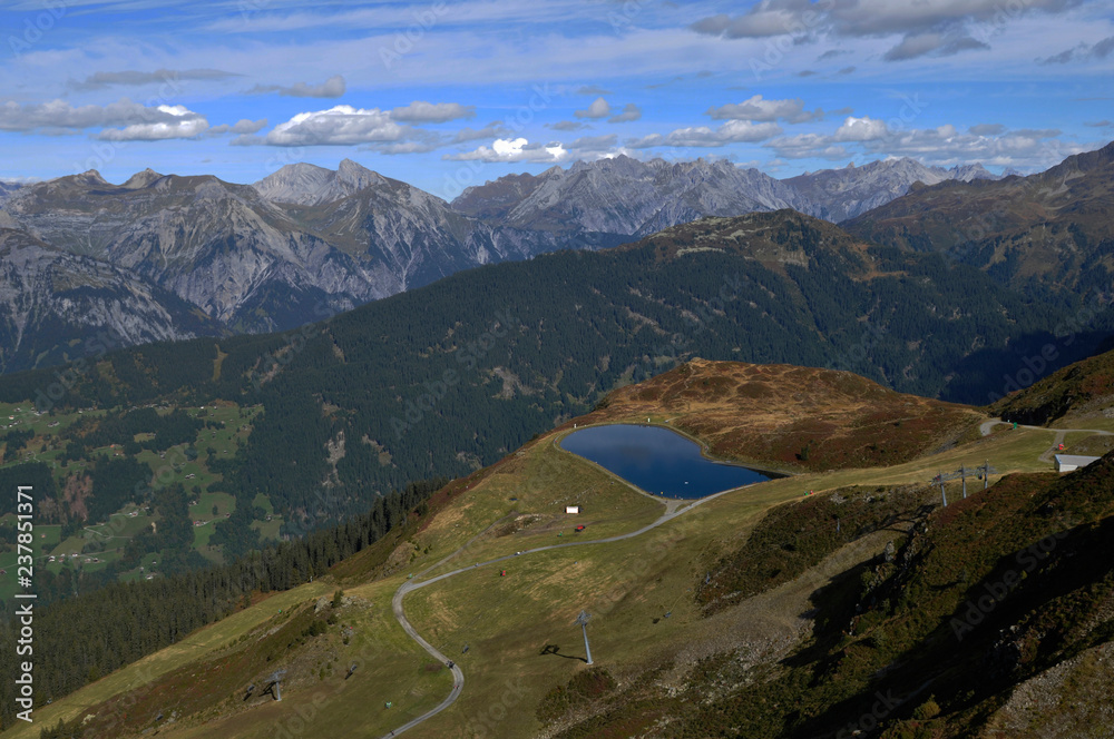 Austria: Parnoramic mountain view, Hochfirst, Montafon in direction to Silbertal
