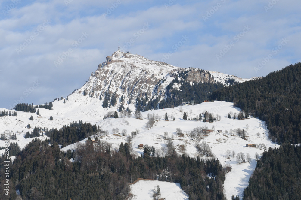 Austria: The Kitzbüheler Horn ready for skiing or snow boarders
