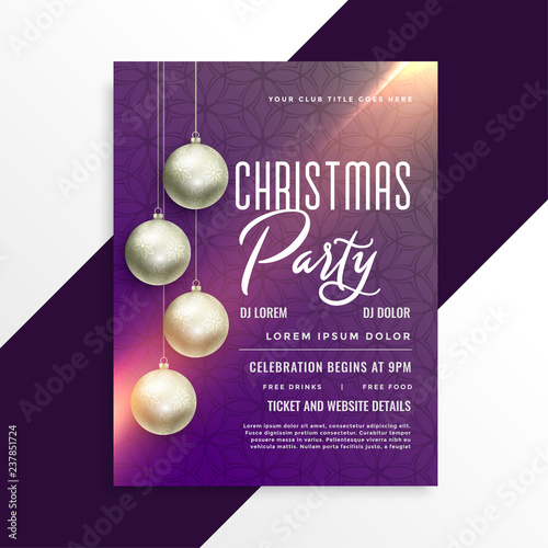 christmas shiny party invitation flyer template