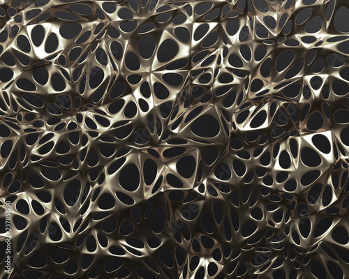 Abstract background, metal mesh on a dark backdrop. 3D render / rendering.