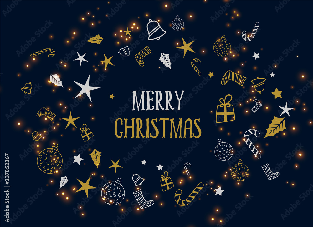 Naklejka premium merry christmas decoration dark background