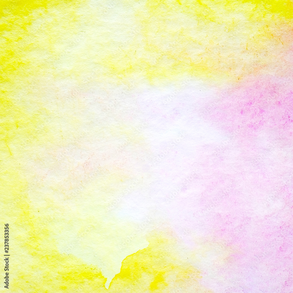 Watercolor background, art abstract yellow and purple watercolor painting textured design on white paper background