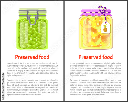 Preserved Food Banners with Fruits and Berries