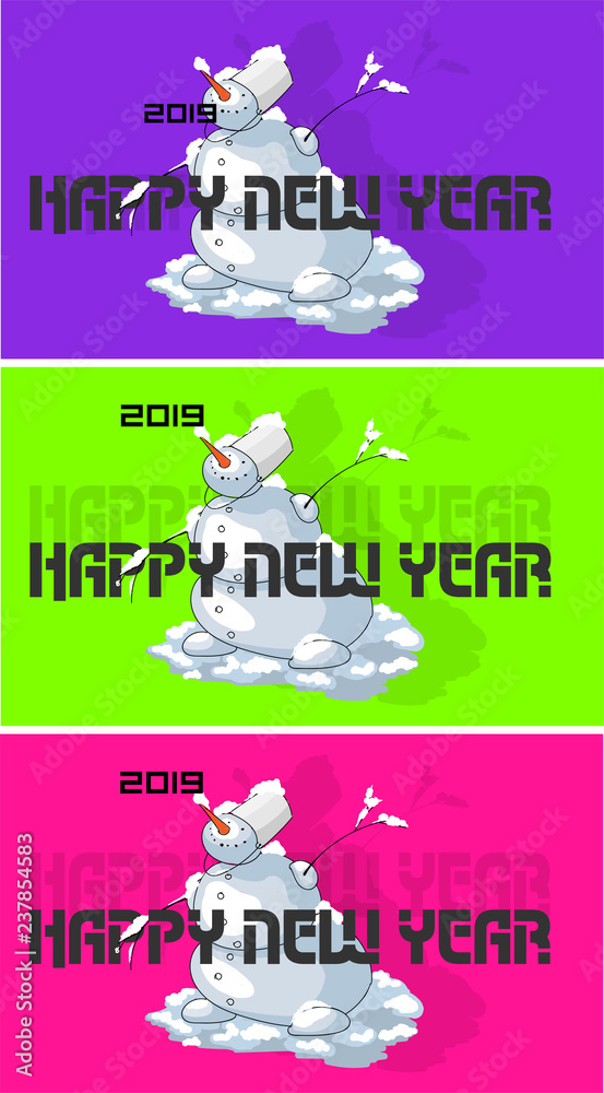 Obraz premium art snowman wishes happy new year in trend colors of 2019