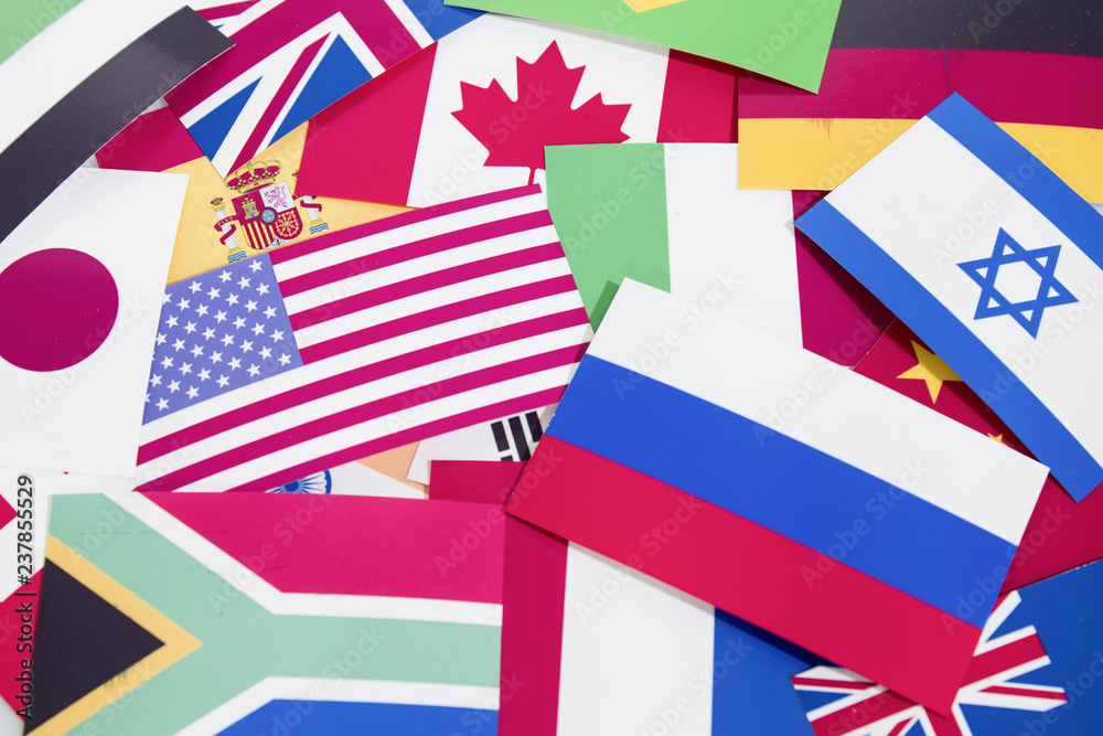World flags in a background composition World flags in a background composition