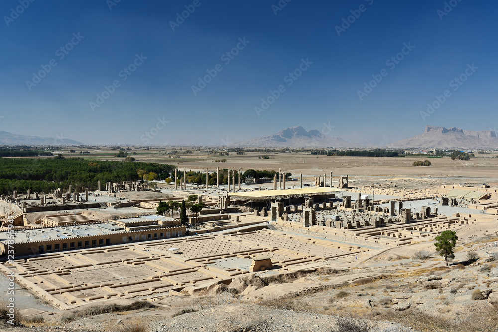 The ruins of Ancient Persepolis Complex of Near Eastern civilisation with persian architecture, Pars - Iran.