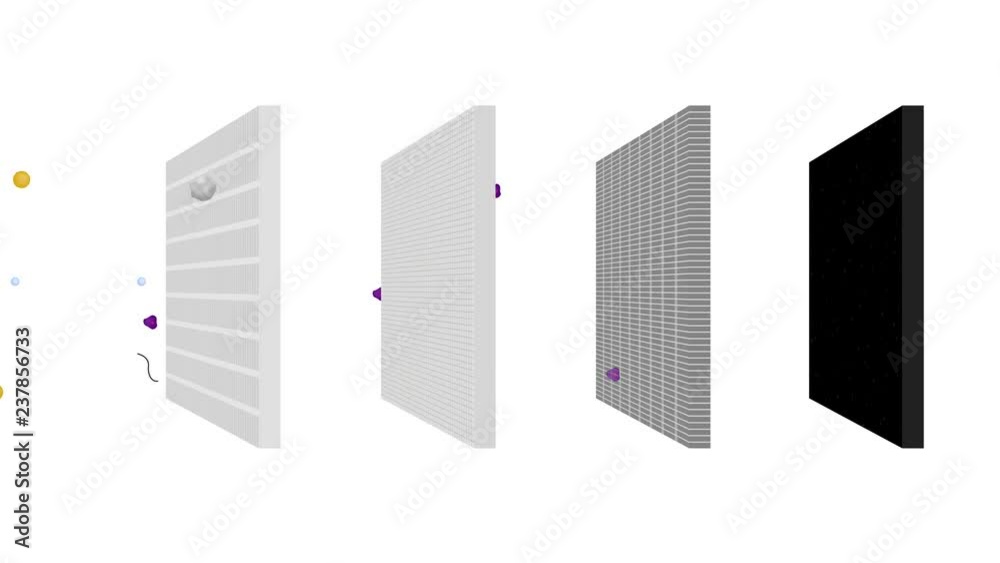 air filter with bacteria and dust graphic animation