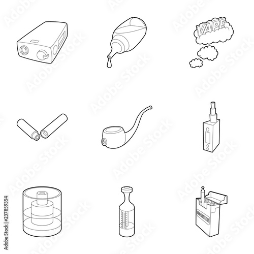 Tobacco icons set. Outline illustration of 9 tobacco vector icons for web