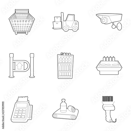 Shop icons set. Outline illustration of 9 shop vector icons for web