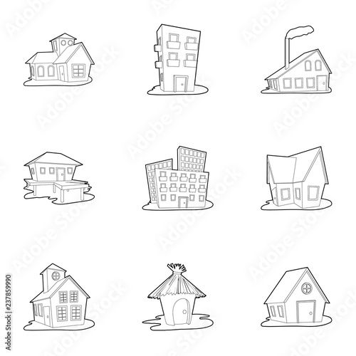 Dwelling icons set. Outline illustration of 9 dwelling vector icons for web