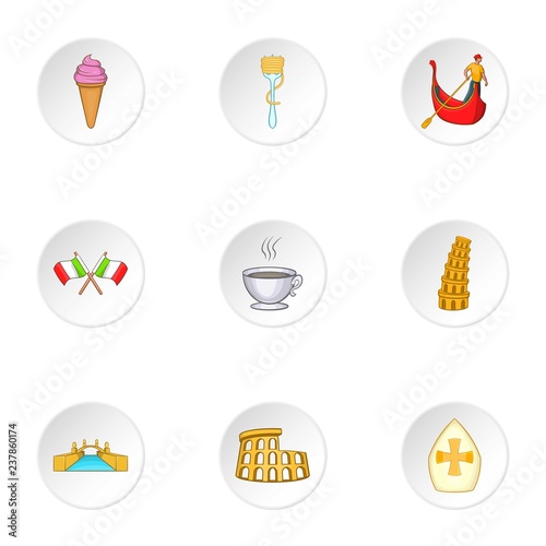 Holiday in Venice icons set. Cartoon illustration of 9 holiday in Venice vector icons for web