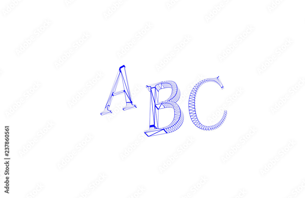 ABC rendering letters on a white background