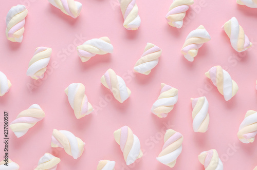 marshmallow pattern on pink background, pastel colors