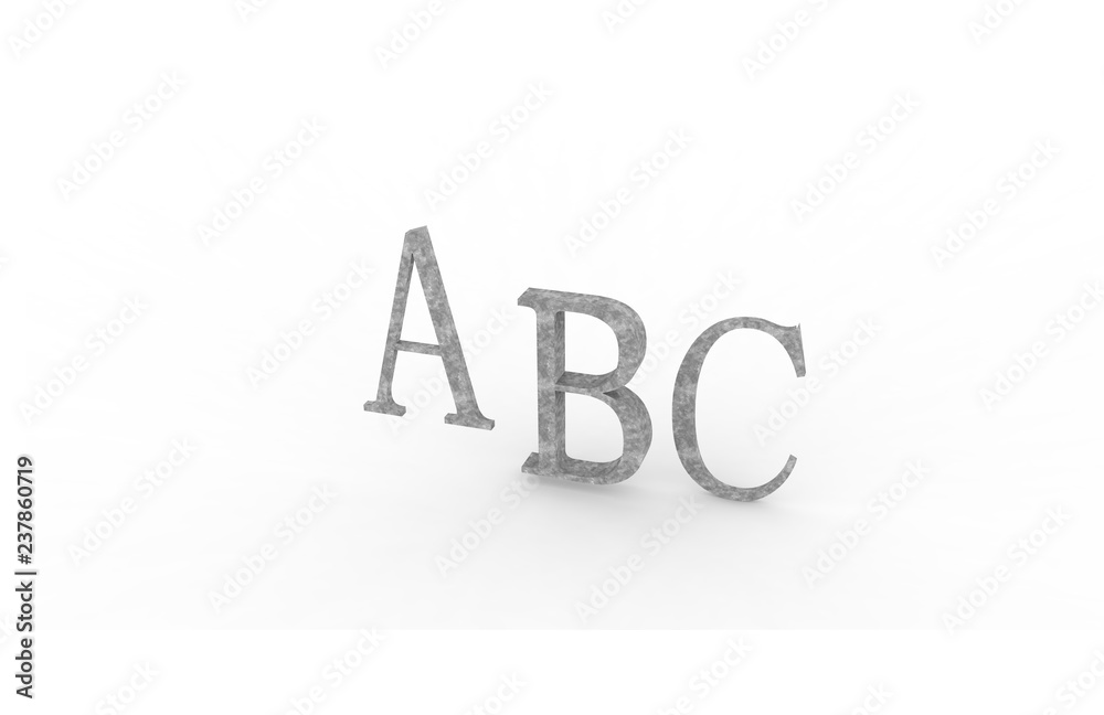 ABC rendering letters on a white background ABC rendering letters on a white background