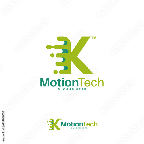Fast Move K Initial Technology logo template, Motion K Letter Tech logo symbol, Logo icon template