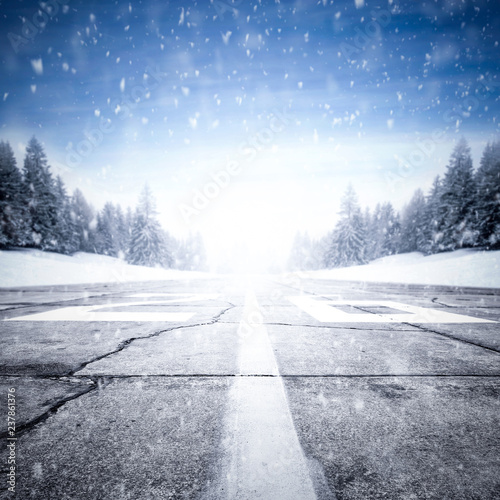 Winter road and snow decoration  © magdal3na