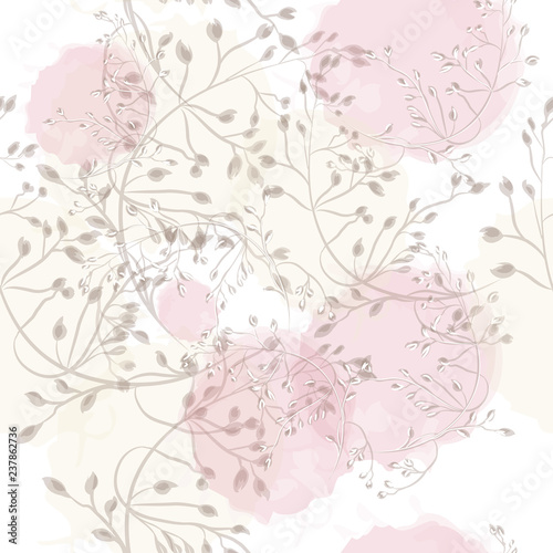 Floral pink pattern with elegant plants