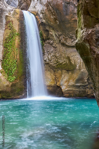  Waterfall in Sapadere Canyon, Taurus Mountains, Antalya, Turkey. 