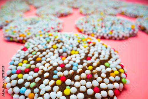 Cookies with colored candy decorations
