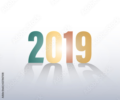 Happy new year 2019. Greetings card. Colorful design. Vector illustration.