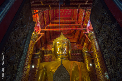 Gold Big Buddha Situated in the Buddhist temple at Wat Phanan Choeng Ayutthaya Province, Thailand. photo