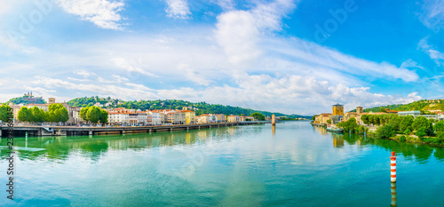 Riverside of Rhone river in Vienne, France photo