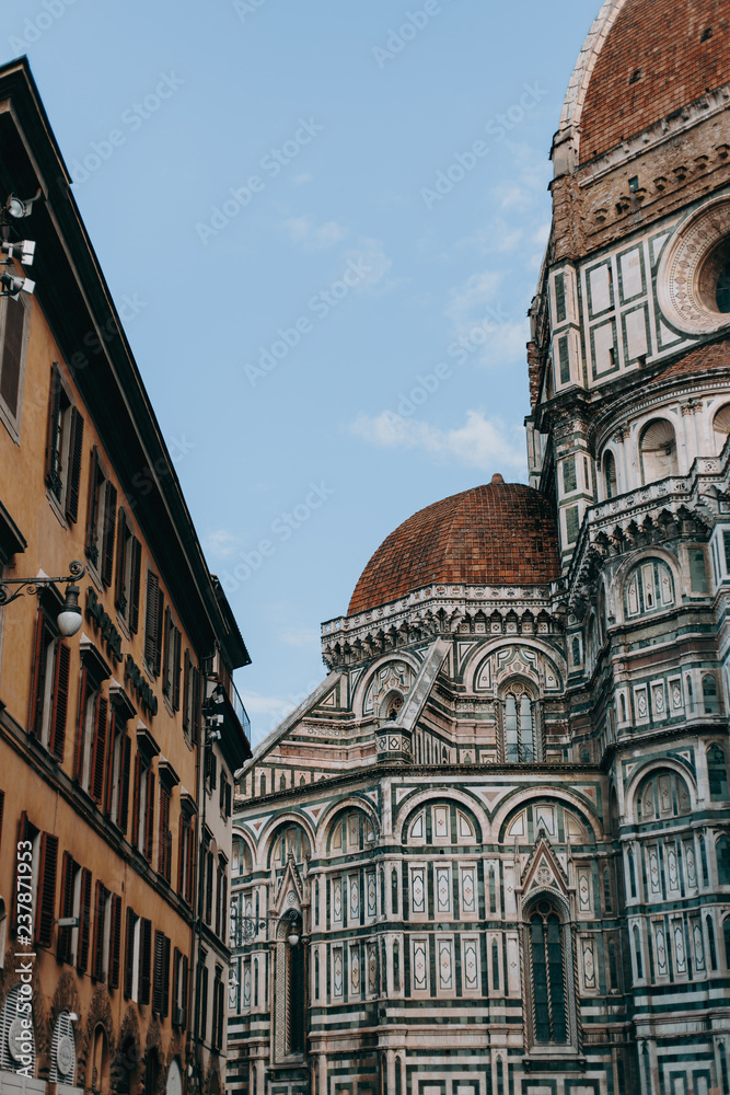 Beautiful and historic architecture of the streets of Florence in Italy