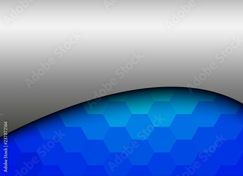 Abstract background silver blue mosaic, interesting vector hexagons texture.