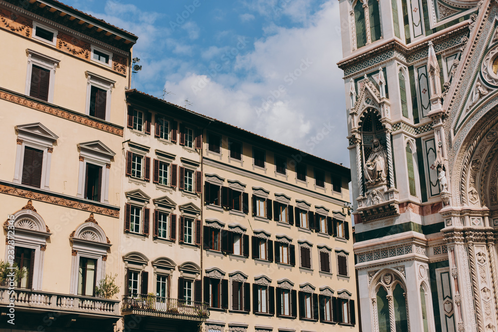 Beautiful and historic architecture of the streets of Florence in Italy